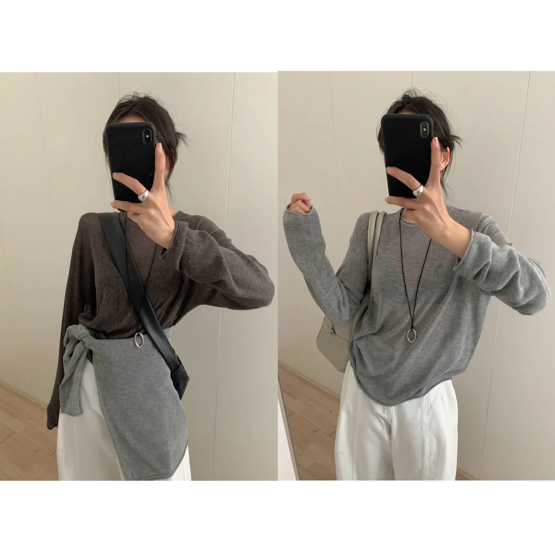 03698 针织圆领衫一件，两色，均码80-150斤可穿