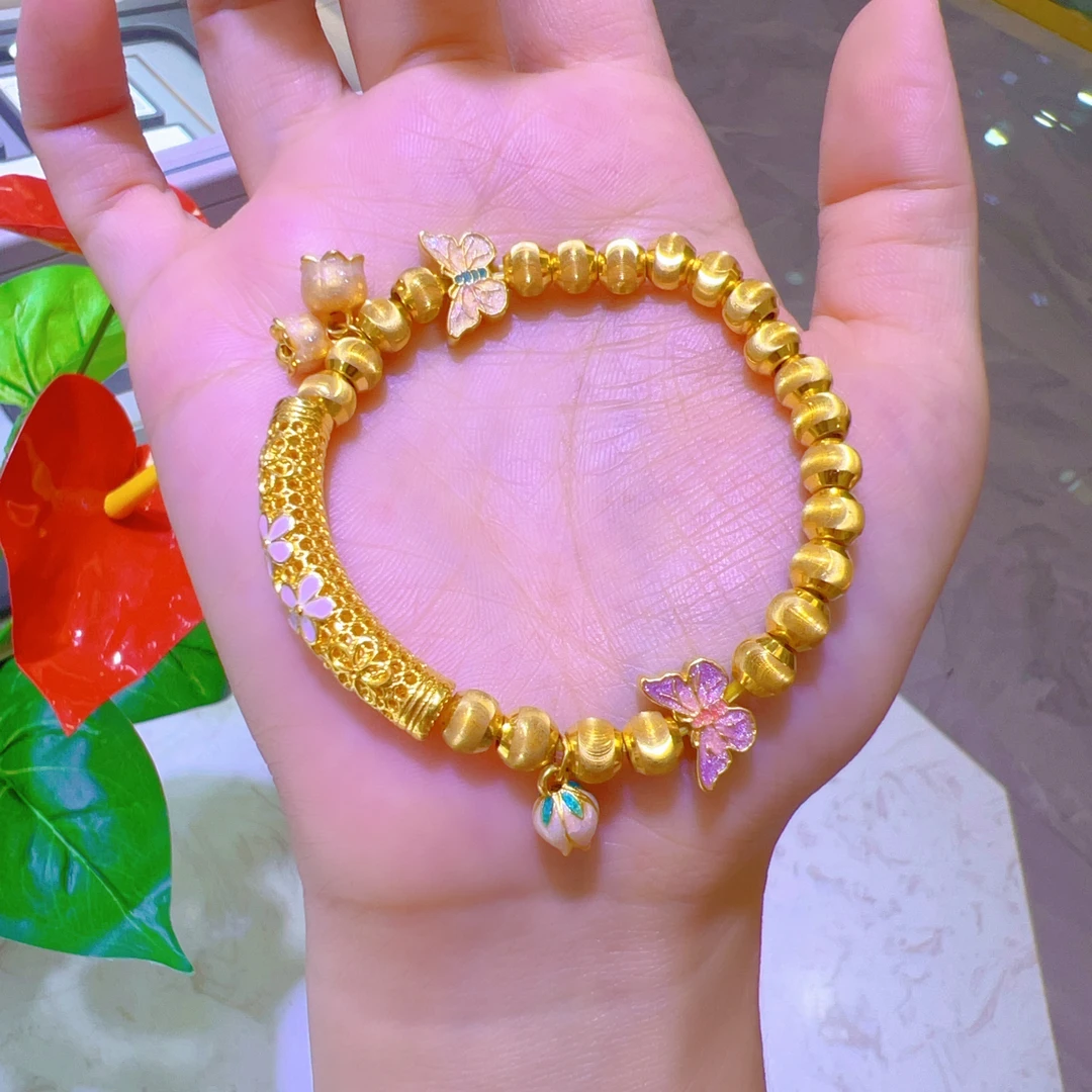 【伊一专属】足金999双十二特惠 蝴蝶铃兰猫眼弯管手链多退少补