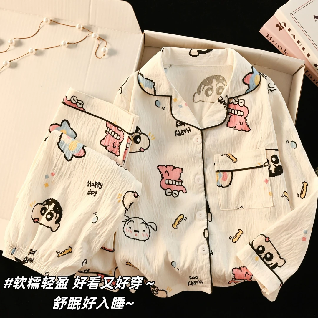蜡笔小新秋款儿童睡衣长袖女孩2025新款女童卡通可爱春秋季家居服