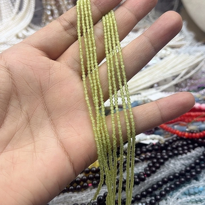 玛瑙/玉髓未镶嵌珠宝半成品2条2mm左右橄榄石刻面