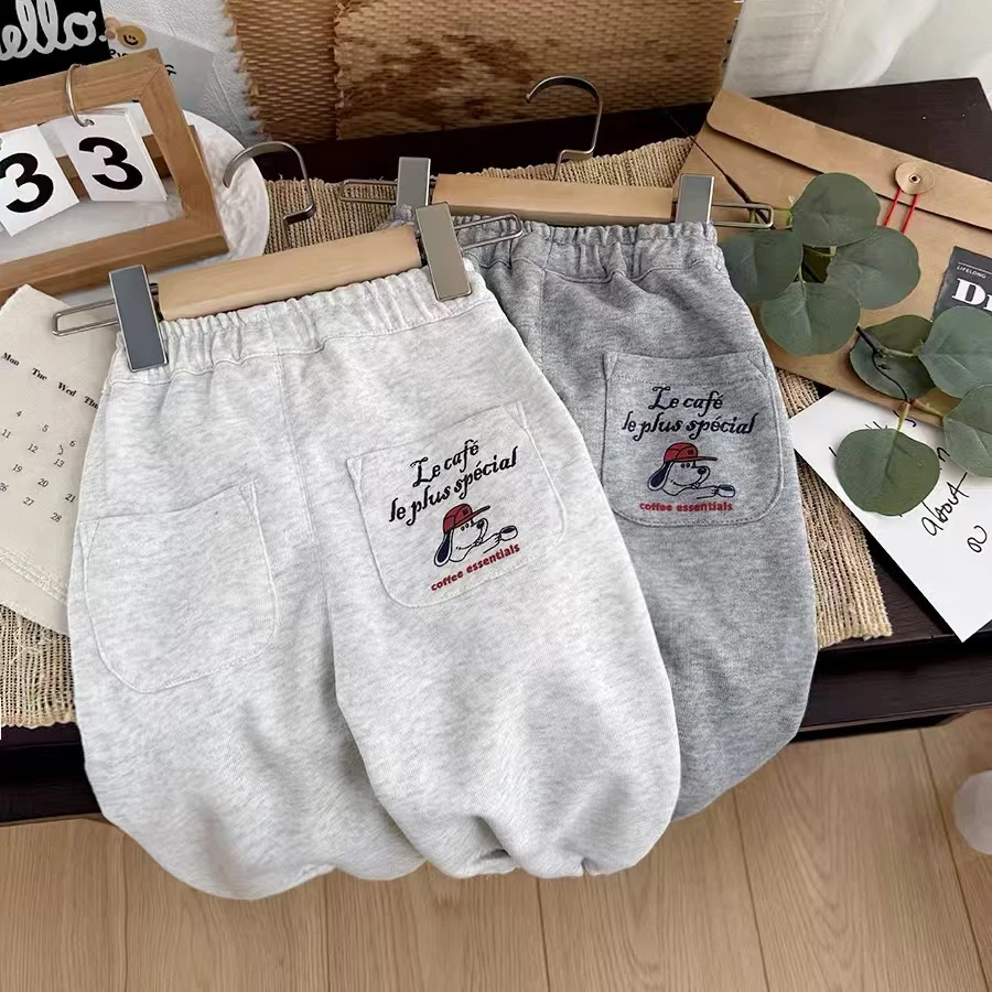 宝宝春季卫裤2025新款男童灰色运动裤儿童软糯春秋裤子女童长裤