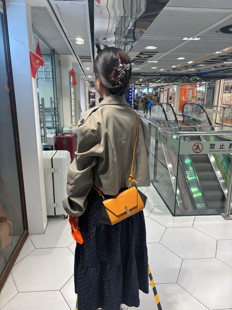 手工皮包拼色全皮三角包洋气真皮简约潮流经典植鞣皮轻奢时尚小众