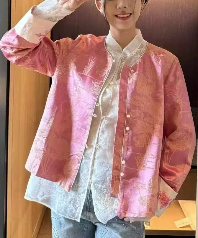 桃之夭夭｜大幂幂同款国风荷塘鹤舞重工钉珠外套2025C1384小净