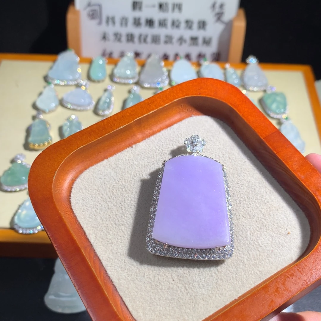 一***心翡翠银S925镶嵌挂件