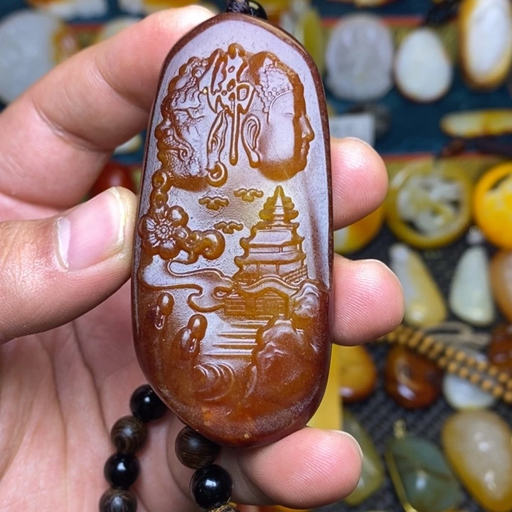 *****和田玉足银镶嵌吊坠(赠链)