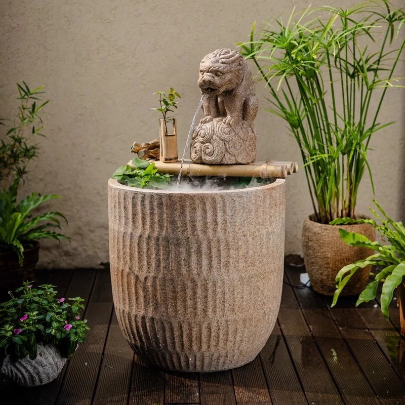 【花纹缸】复古仿石头缸睡莲荷花盆缸水培莲花石槽水槽花园庭院装饰