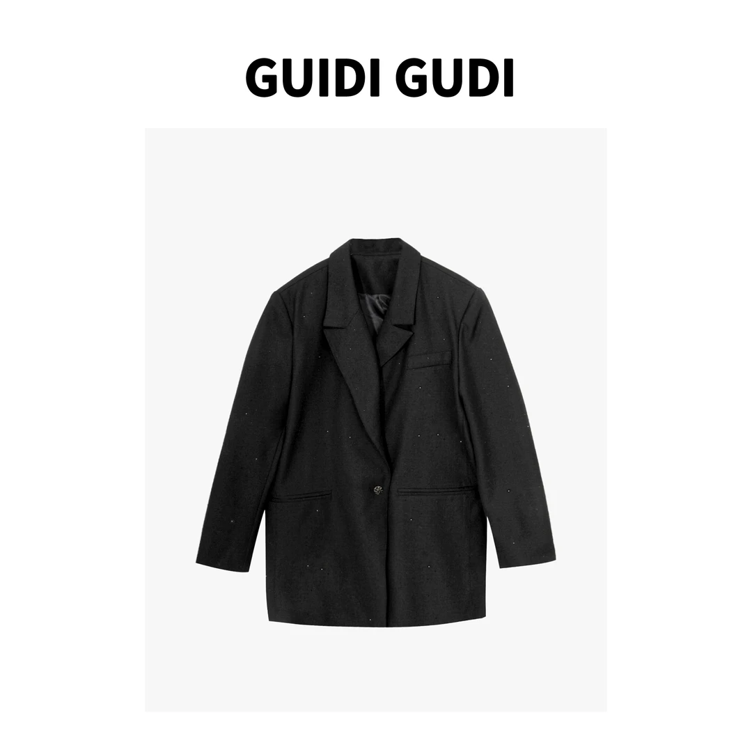 GUIDI GUDI【星夜】气质休闲百搭时尚长袖闪闪西装外套 W9430305H