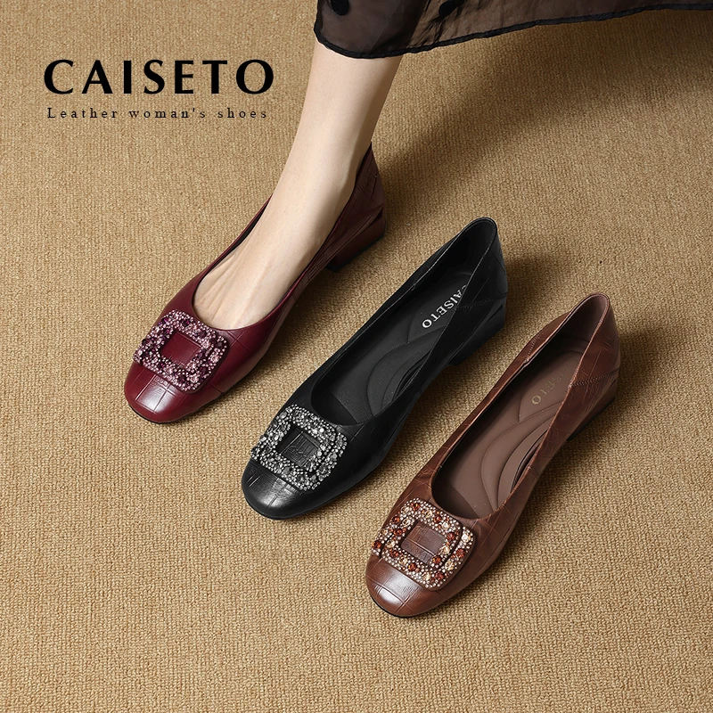 牛皮/2.5cm/新款时尚百搭低跟方头真皮单鞋软皮舒适平底鞋5D792