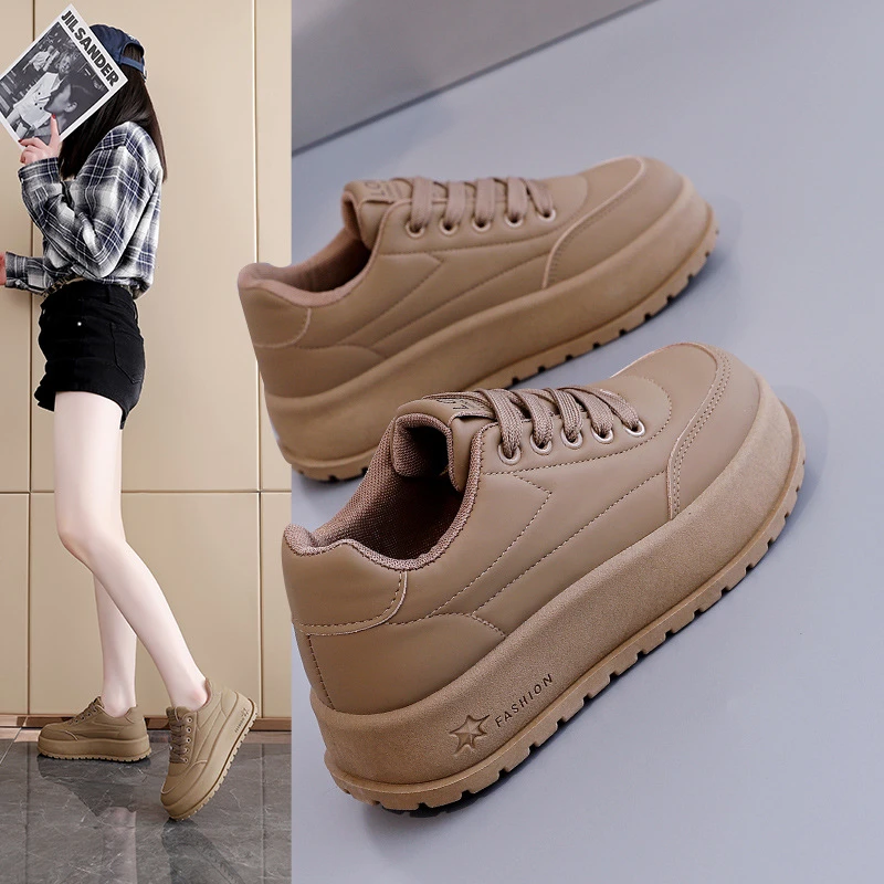 浅口春季深口圆头耐磨时尚休闲鞋女鞋运动鞋单鞋鞋子老爹鞋白鞋