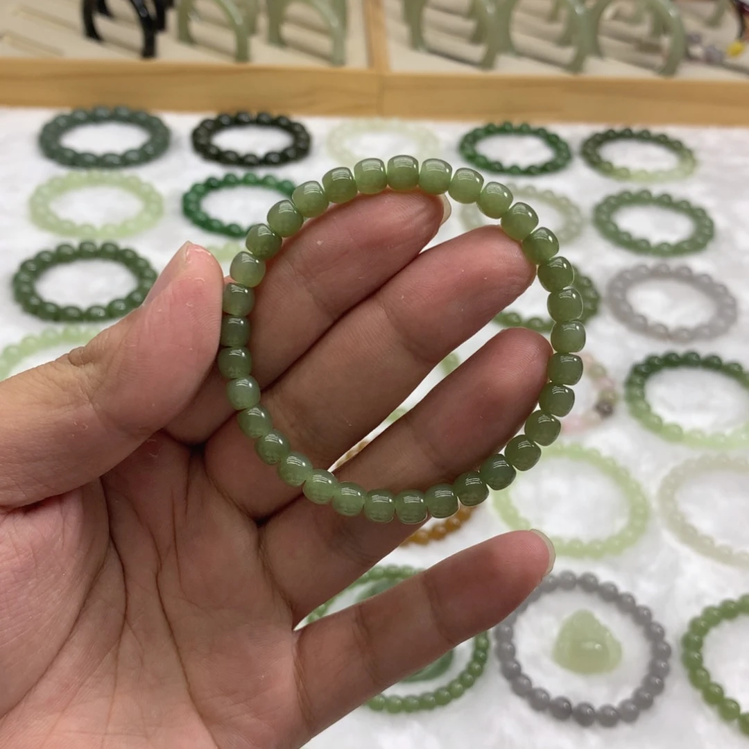 手串未镶嵌和田玉（直切湖水绿6）