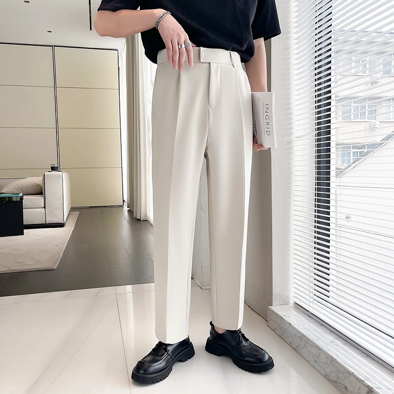 高级感垂感西装长裤男2025新款潮流休闲纯色百搭夏季薄款直筒西裤