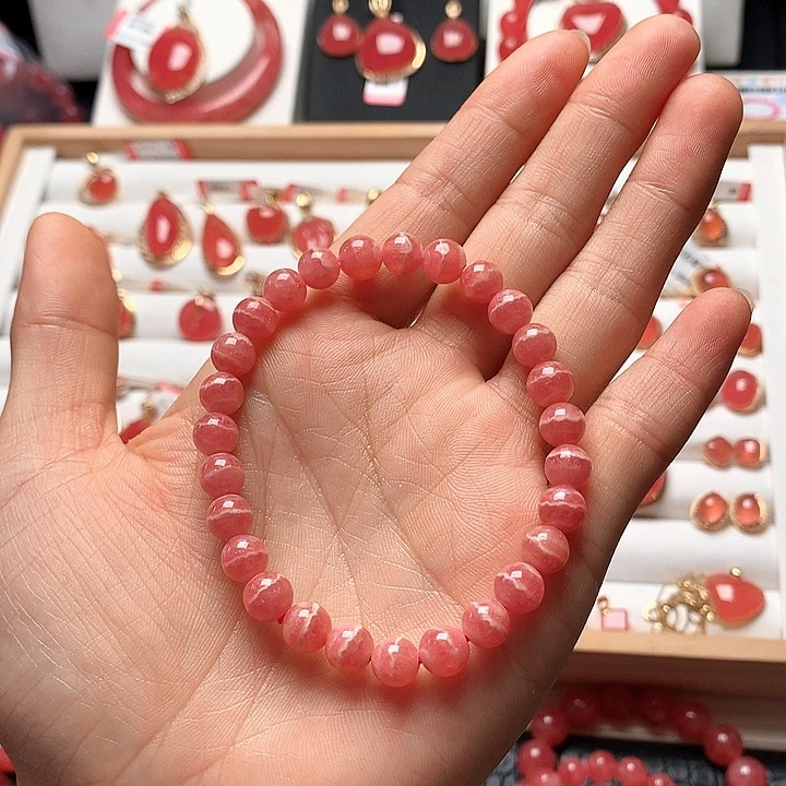 菱锰矿（红纹石）未镶嵌手绳