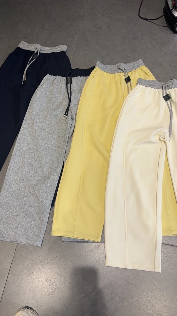 休闲窄版抽绳弯刀裤