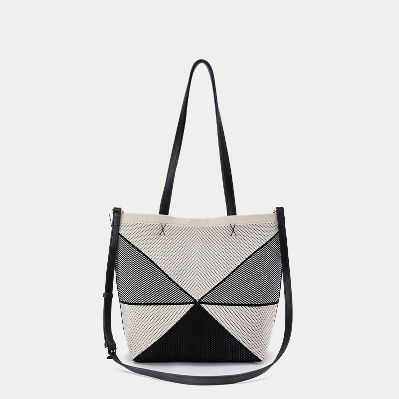 新款潮流百搭日常休闲大容量撞色条纹女款单肩包斜挎包