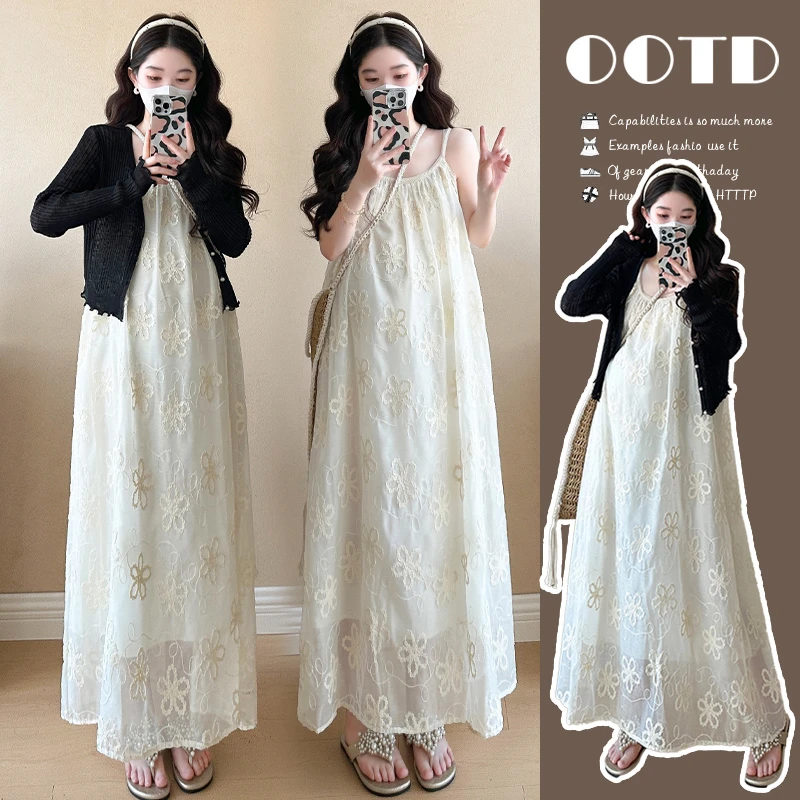 【橙子】孕妇连衣裙春夏季2025新款气质夏蕾丝装镂空高级感连衣裙