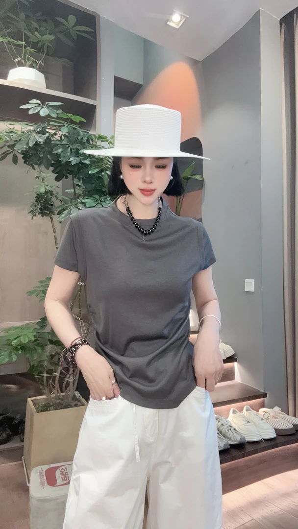 【YUANJIE】欧货简约抽绳短袖T恤女夏季新款百搭修身显瘦上衣