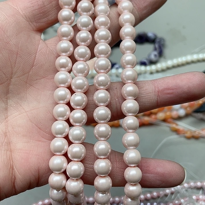 玛瑙/玉髓珠宝半成品合金一条8mm贝珠