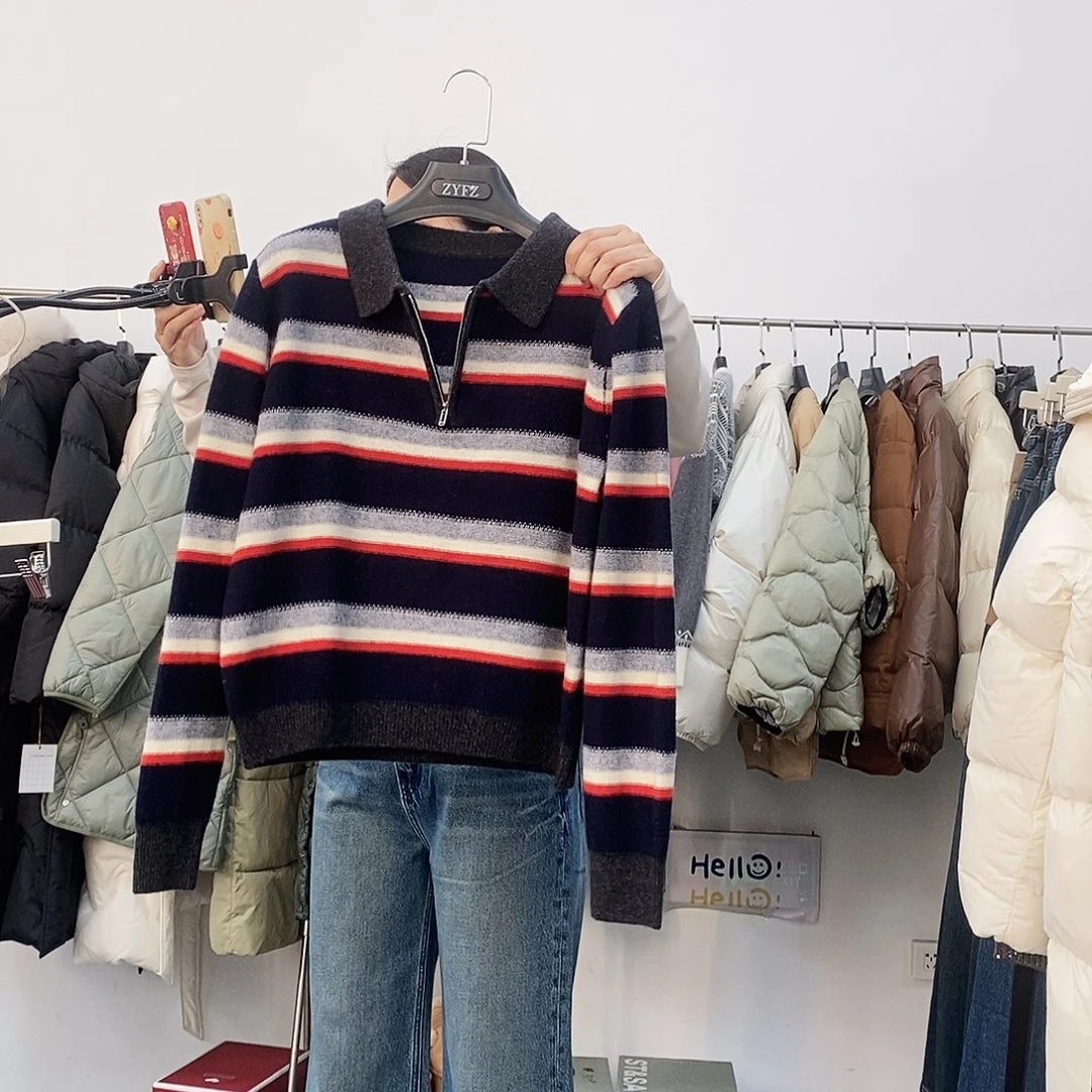 130斤以内条纹针织衫