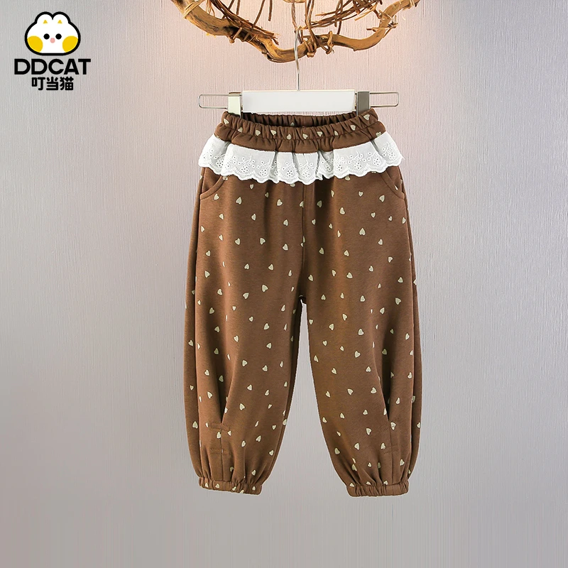 叮当猫女童春秋季裤子儿童洋气休闲裤中小童秋装长裤女宝宝圆点裤