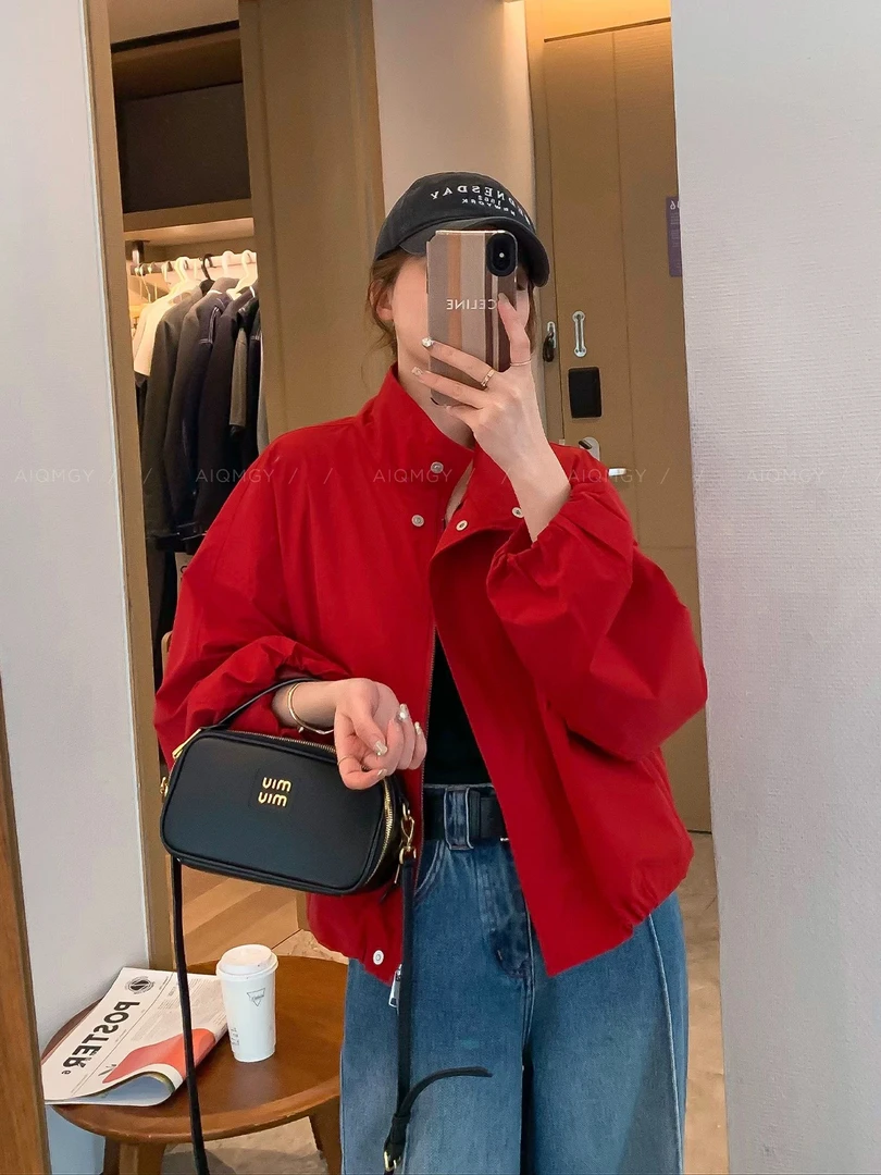 欧货磁吸扣外套短款