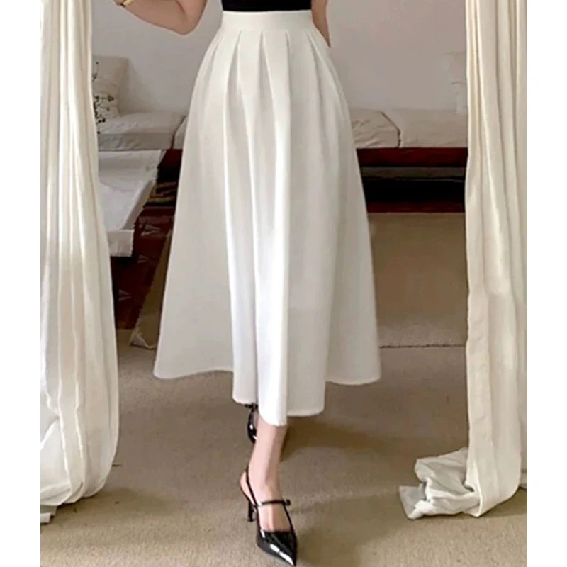 【夏央工厂店】2025夏季新款西装面料气质百褶半身伞裙子女#6677