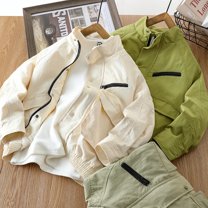 男童春装外套2025新款儿童夹克上衣春秋中大童酷帅立领棒球服开衫