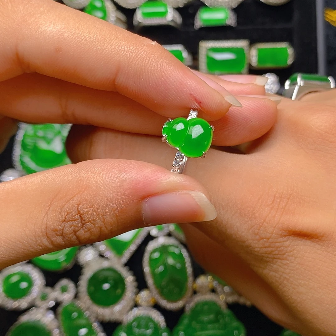 翡翠银S925镶嵌戒指戒指