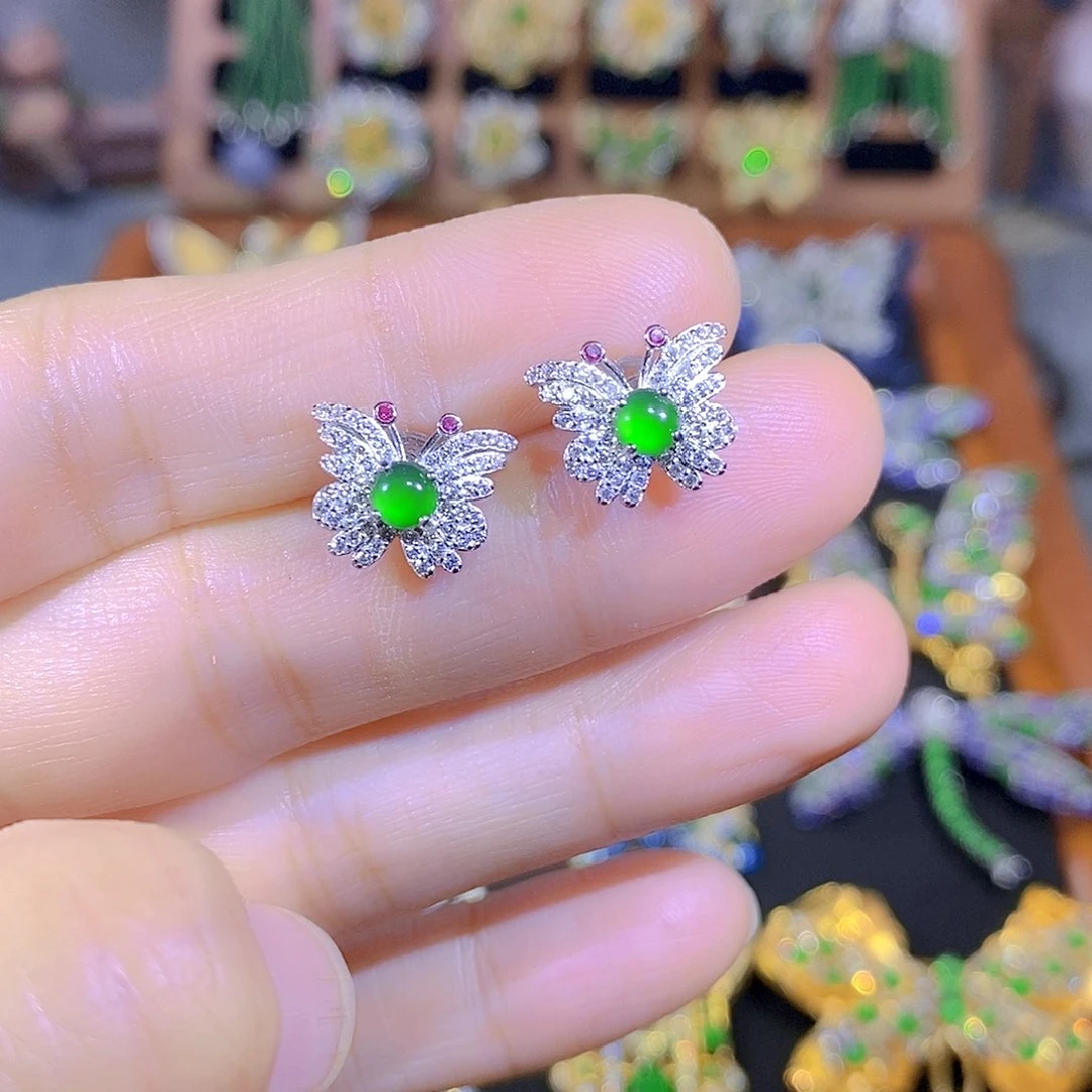 吊坠(不含链)银S925镶嵌翡翠