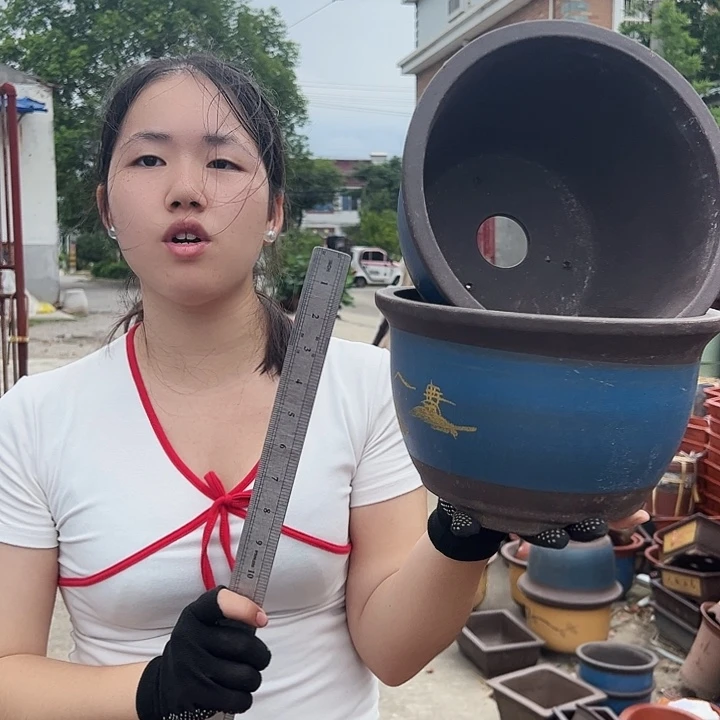 25+25蓝色花盆花瓶花瓶