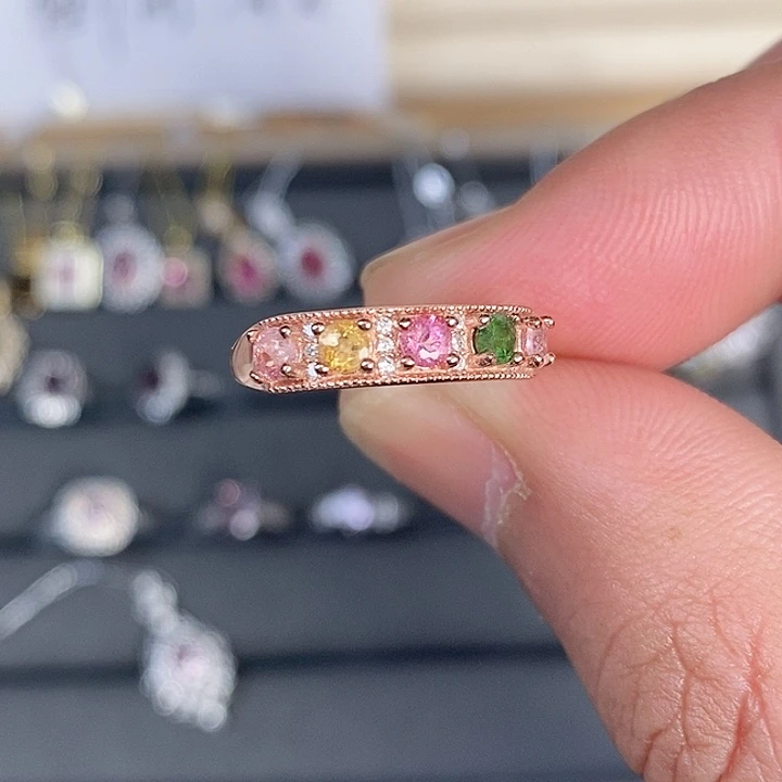 碧玺戒指银S925镶嵌天***o戒指
