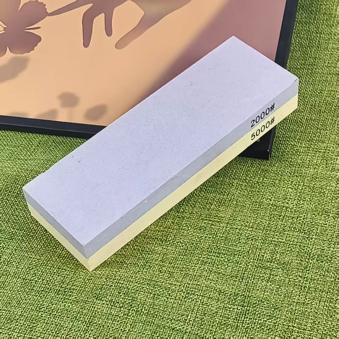 磨刀石白刚玉双面油石条家用厨房户外磨石竹底座外贸砥石套装批发