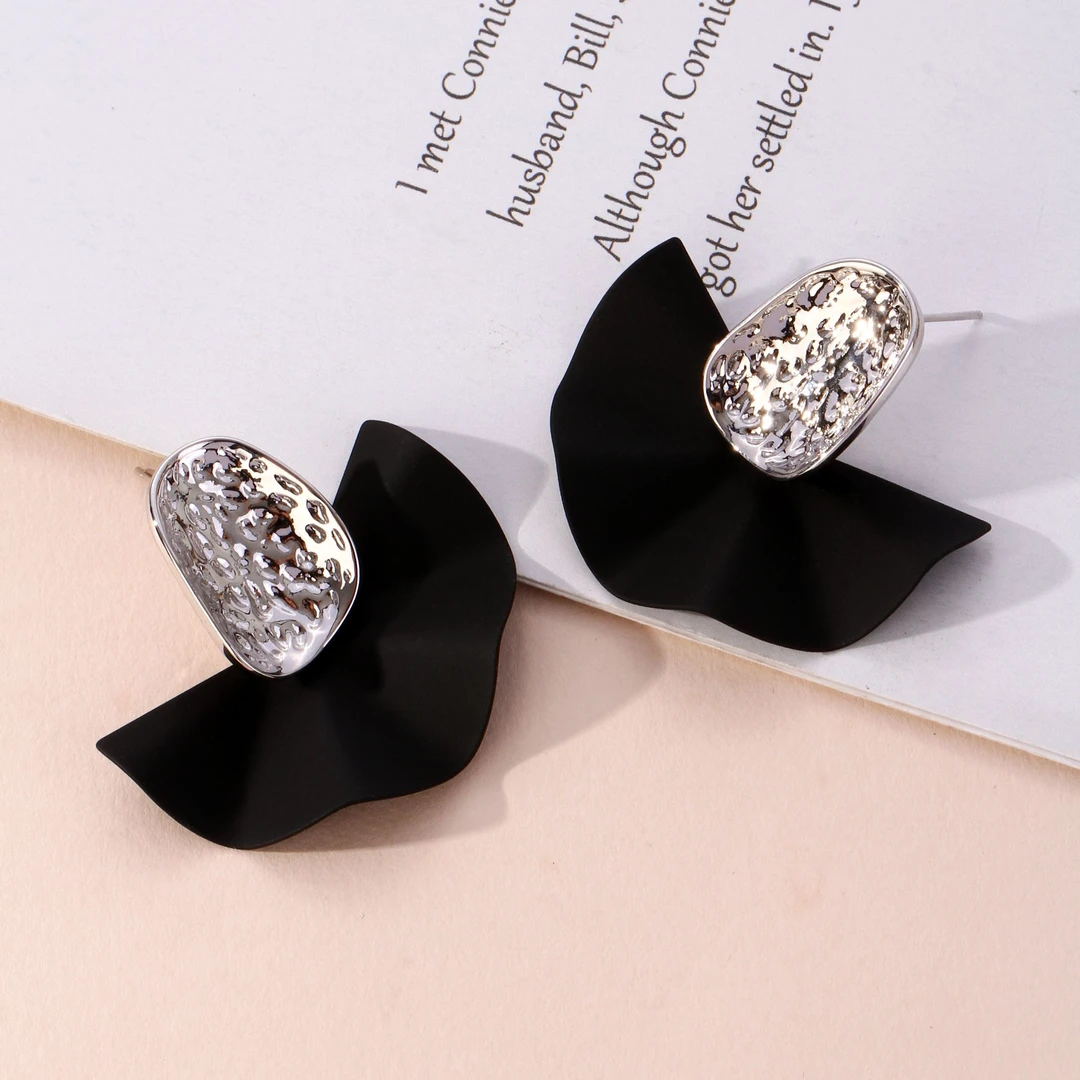 【KEFAN珂梵】ins几何简约黑色耳钉耳饰冷淡风复古少女法式小众优雅