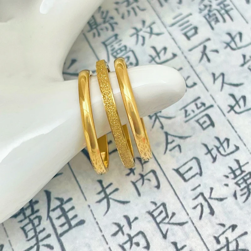 NANSHE/南奢 三圈戒指轻奢经典简约指环