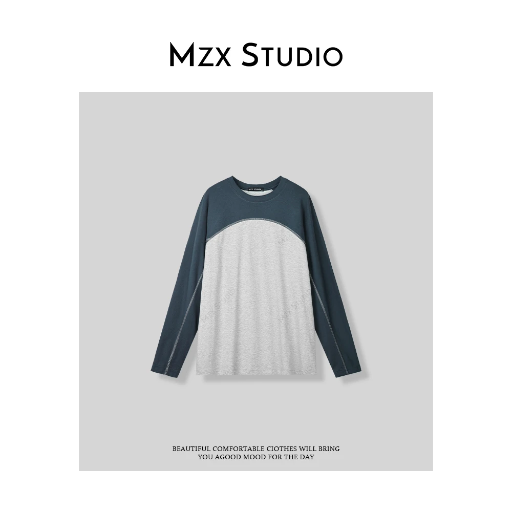MZX 夏季全棉撞色拼接压双线工艺长袖上衣SY8186-S