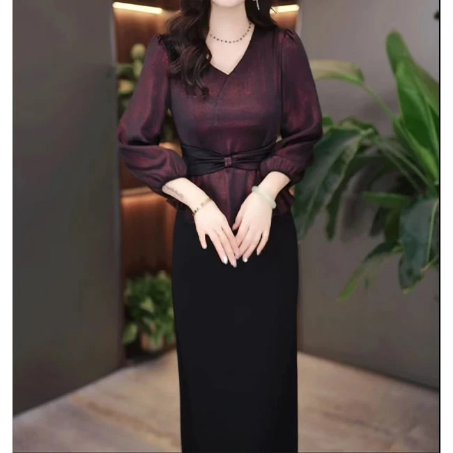 L8529  假两件拼接连衣裙女2025年春夏新款高档显瘦