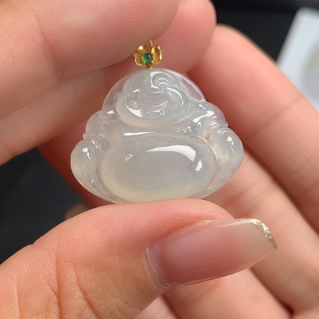 翡翠18K金镶嵌吊坠(赠链)佛公