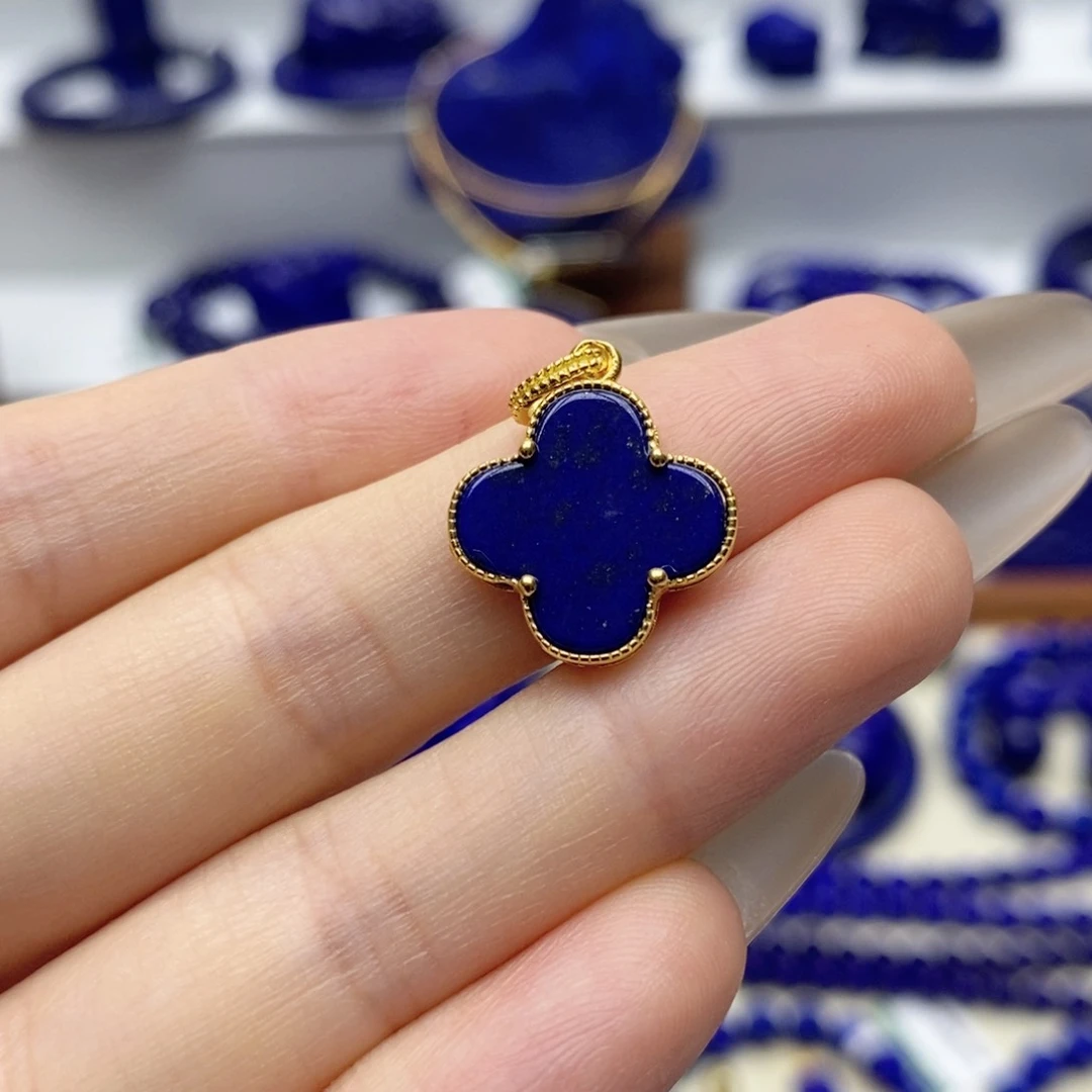 青金石银S925镀金镶嵌颈饰