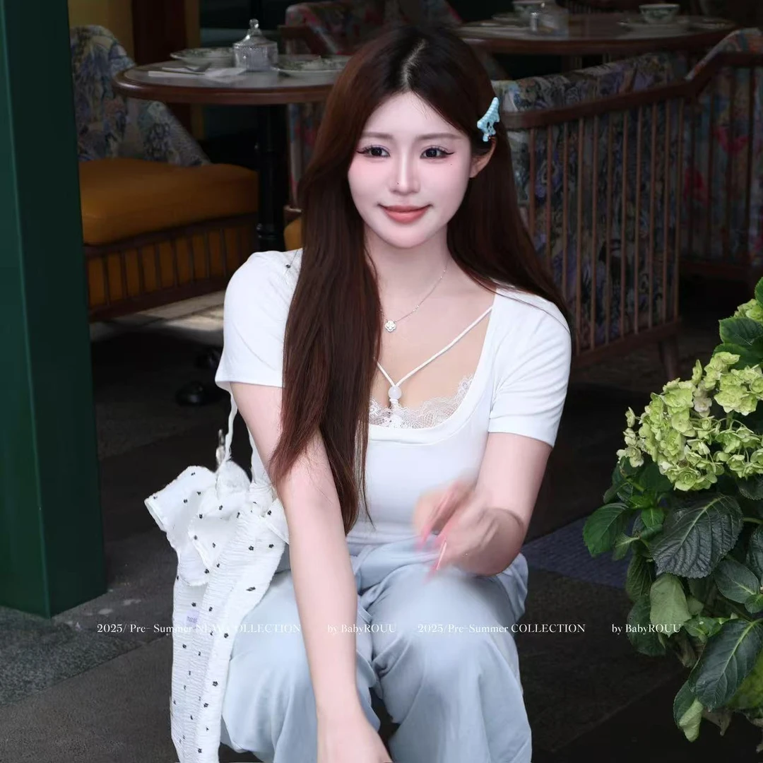 【现货】【山茶花萝】温与柔纯欲氛围感蕾丝收腰小上衣仙气流光半裙