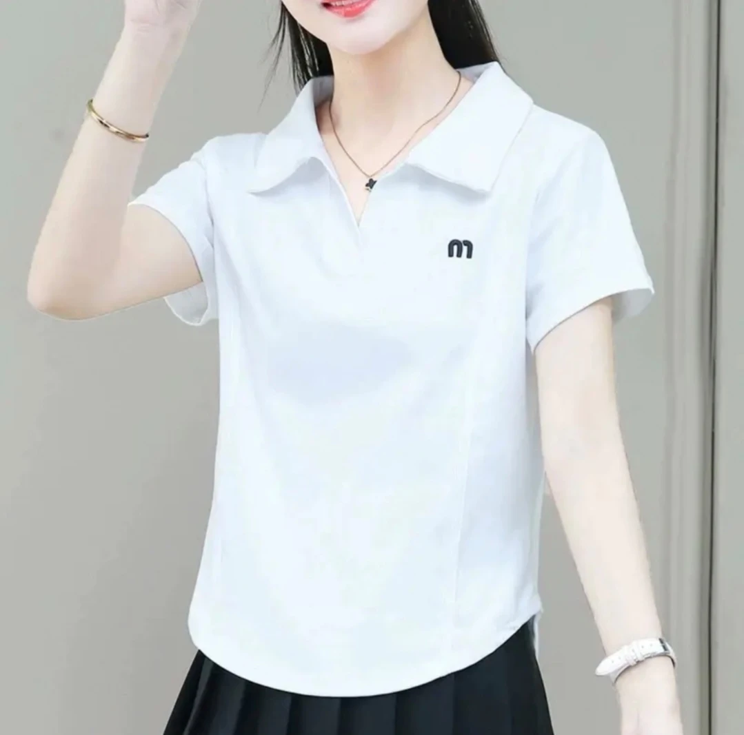 简约时尚百搭显瘦刺绣T恤2539