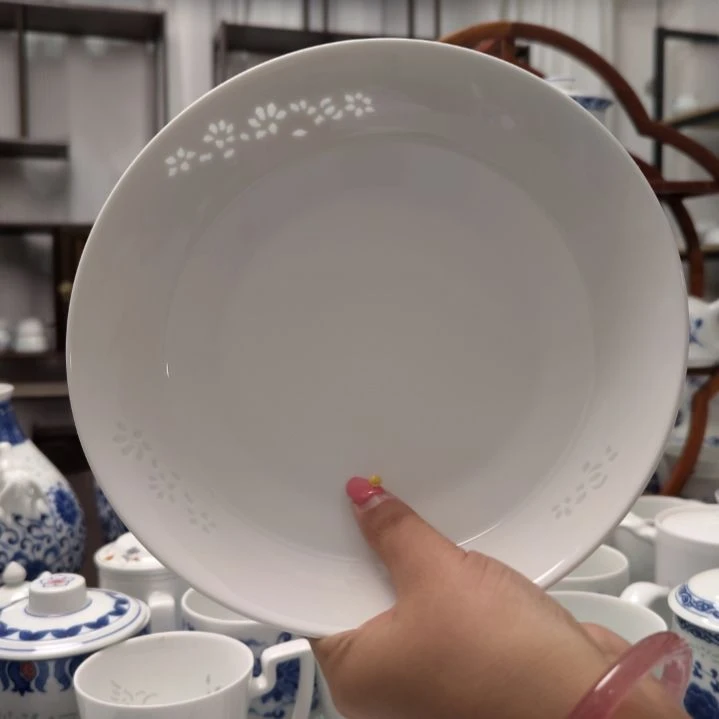 陶瓷玉兰花8寸深盘两只装