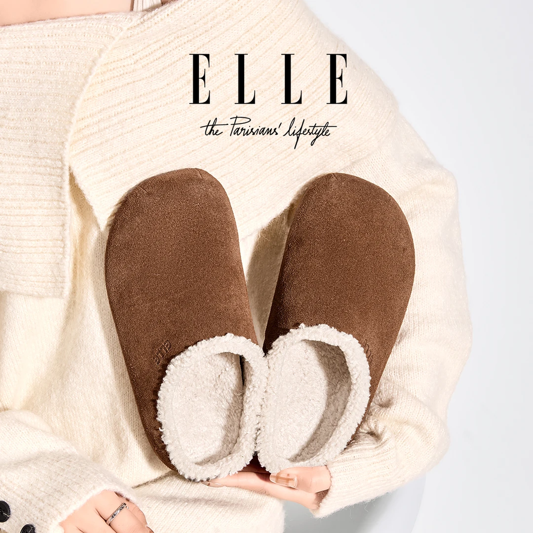 ELLE小土豆勃肯鞋女2025冬季新款不臭脚加绒雪地靴保暖全包穆勒鞋