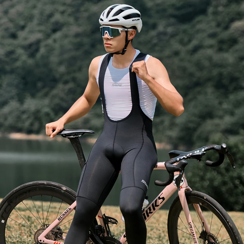 SWG铭胜骑行服自行车男秋冬季保暖抓绒背带长裤（浩宇抓绒骑行裤）