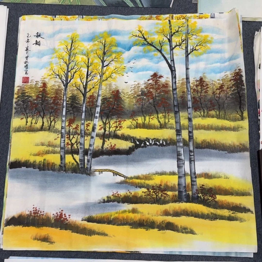 国画尺寸70X70手绘作品