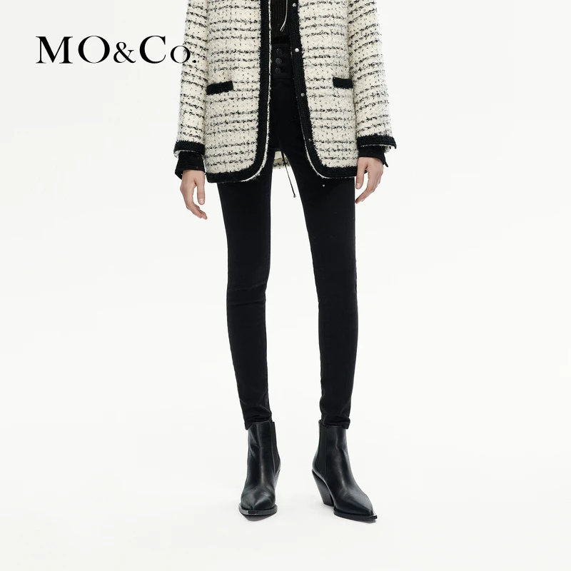 【诗语专属】MOCO冬高腰重酵洗弹力修身小脚裤牛仔裤MBC4JEN038