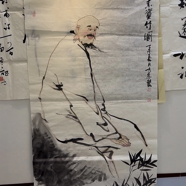 书法怀素赏竹图八平尺作品