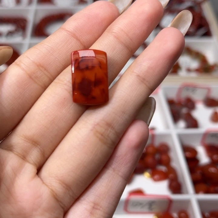 南红玛瑙未镶嵌颈饰满肉柿子红玫红火焰