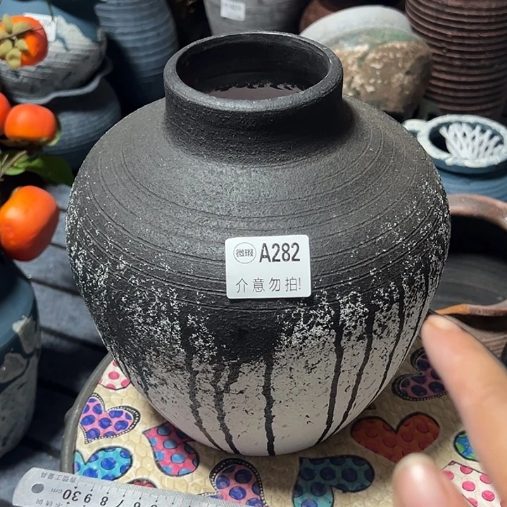 282粗陶盆默认打孔高23口9