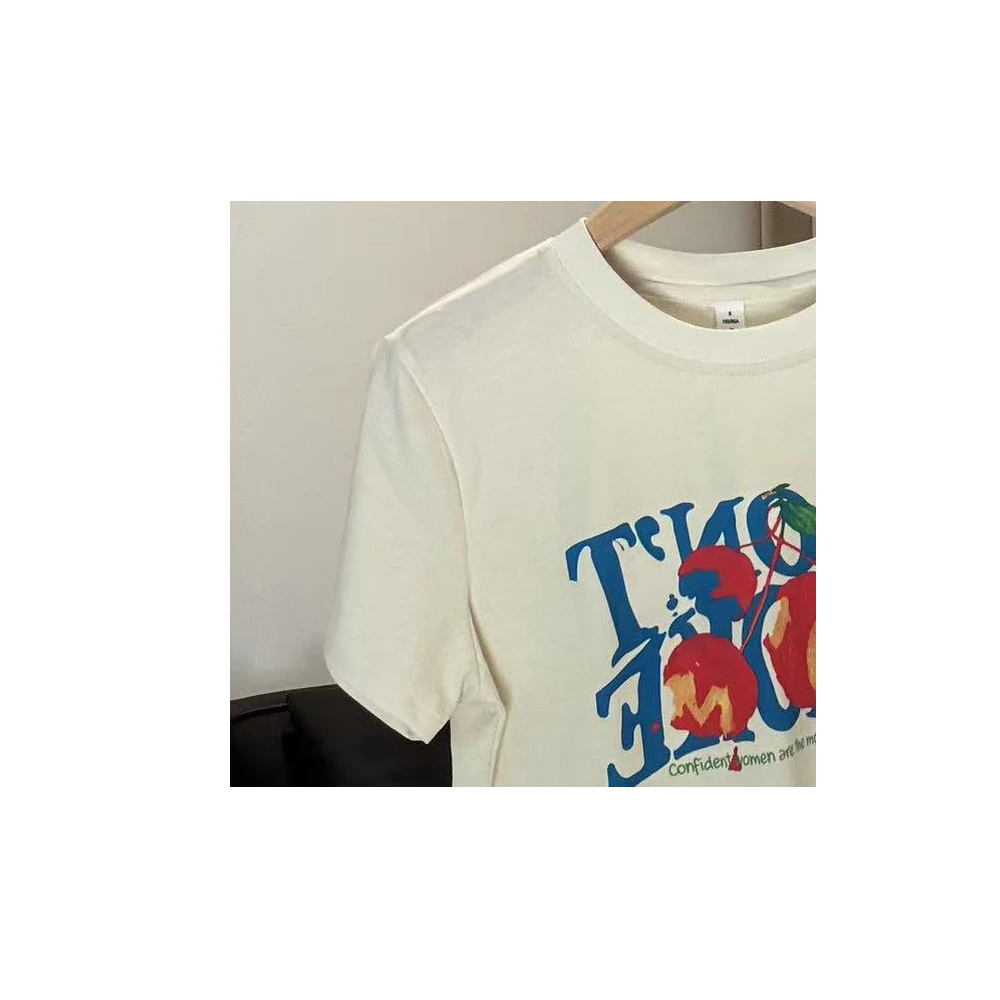 【咬一口苹果】夏百搭正肩女款印花数码印花设计款短袖T恤AX108