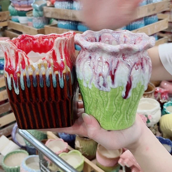 有孔.凑单10元陶瓷花盆发货！