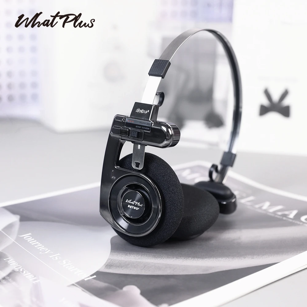 WhatPlus问加R3复古蓝牙头戴式耳机金属黑